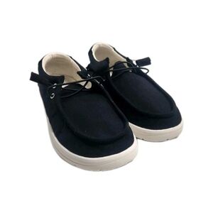 Colorsty Women's Black Loafers Slip On Canvas Non-Slip Boat Shoes Size 7